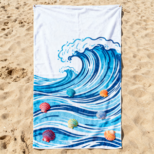 Serviette légère à séchage rapide en microfibre 100% avec impression par sublimation personnalisée pour fête sur la plage - Product Image 1