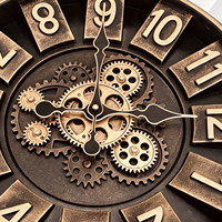 Horloge murale de luxe de 18 pouces, couleur bronze doré brun foncé, style arabe, pour la décoration de la maison, horloge à aiguilles à quartz à face unique, CE RoHs