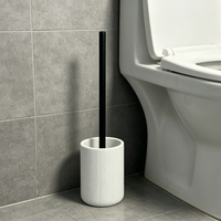 Support de brosse de toilette en résine blanche à rayures verticales, vente en gros directe d'usine, ensemble de brosse de toilette, organisateur de brosse de nettoyage pour toilettes