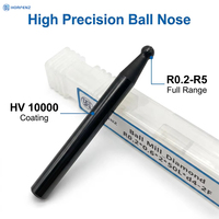 Fraise à bout sphérique en carbure de tungstène CVD HV 10000 R0.2-R5 à 2 dents HRC55 pour CNC, OEM, fibre de carbone