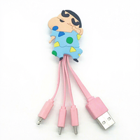 Kabel Data Pengisian Cepat PVC Desain Kartun Kustom dengan Konektor USB 2.0 dan Type-C Konduktor Tembaga untuk Ponsel