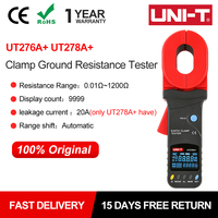 UNI-T UT278A+ UT276A+ Testeur numérique de résistance de terre à pince, détection de courant de fuite, ouverture de mâchoire 32 mm, stockage de données