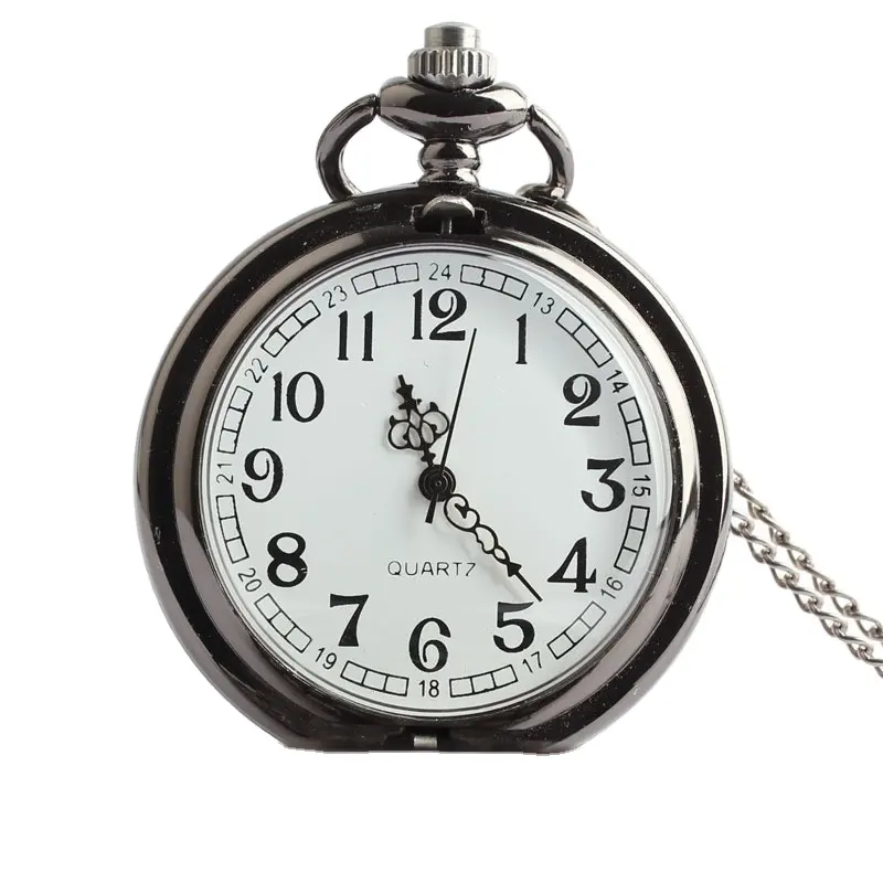 Fashion classic black two-faced retro quartz pocket watch manufacturers sales large pocket watch gift table wholesale
