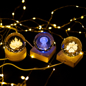 <span class=keywords><strong>Lampe</strong></span> de nuit en boule de cristal 3D avec gravure lumineuse à l'intérieur, base en bois, <span class=keywords><strong>lampe</strong></span> LED créative d'astronomie pour la maison, le bureau, la chambre à coucher, la table - Product Image 5