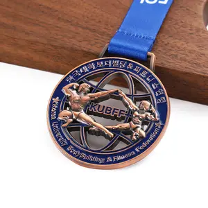 Les fabricants personnalisent la médaille de musculation et de fitness pour vous médaille en métal de sport de fitness de conception 3D avec ruban
