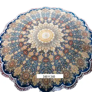 modern peacock feathers design round handmade pure silk pakistani hand knotted living room hotel area carpets rugs halis