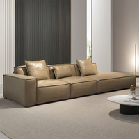 Canapé-lit italien moderne minimaliste en blocs de tofu en cuir Ensemble de canapé-lit simple carré ligne droite en bois Design modulaire velours tissu vivant