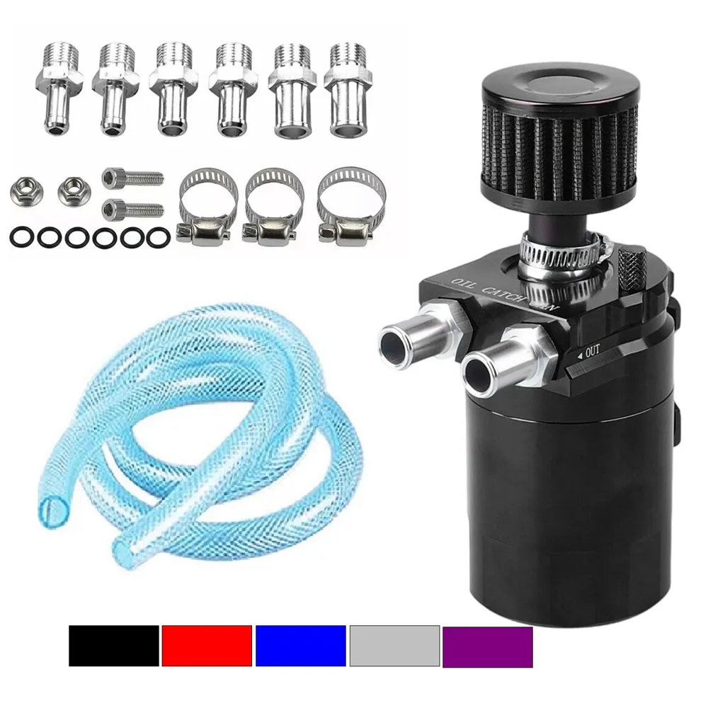 Universele Toepassing Aluminium Olie Catch Kan Reservoir Brandstoftank Met Filter 9Mm/15Mm Fittings Car Accessoires YH008