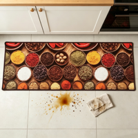 Tapis de cuisine antidérapant à imprimé géométrique, résistant à l'huile, sans formaldéhyde, lavable, en polyester, à poils ras, pour la cuisine