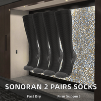 2 paires de bas et chaussettes de compression de classe 2 pour femmes et hommes, séchage rapide pour les entraînements d'automne (noir/gris)