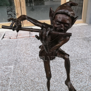 Statues de jardin amusantes et anciennes, décoration extérieure, figurine de <span class=keywords><strong>lutin</strong></span> en métal, jouant de la flûte, statue d'elfe en bronze à vendre - Product Image 5