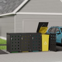 Valli Jardin Étanche Extérieur Métal Poubelle Conteneur De Stockage Open Top Wheelie Bin Hangar pour Cour Patio Patio Couverture