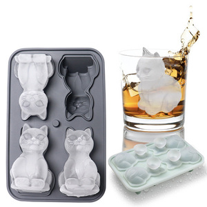 Moule à glaçons en silicone en forme de chat mignon, empilable, avec couvercles, pour congélateur, vente en gros - Product Image 3