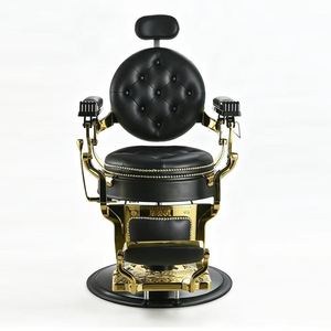Fauteuil de barbier vintage rétro, robuste, hydraulique, style antique, 360° °   Chaise de barbier pivotante et inclinable en cuir PU - Product Image 6