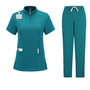 Unisex <b>Scrub</b> Set Short Sleeve Stand Collar Moisture Wicking Hospital Uniforms Split Set For Men Women - Product Image 5