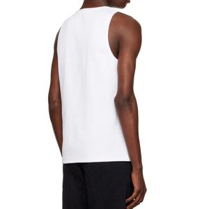 Débardeur blanc côtelé extensible à col rond pour homme, personnalisable avec logo - Product Image 3