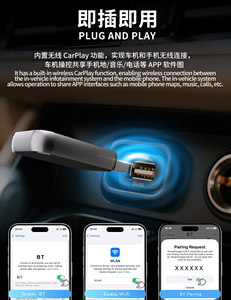 Chúng tôi Chứng Khoán không dây Carplay Adapter cho 2013-2018 Lexus & 2014-2024 <span class=keywords><strong>Ford</strong></span> F-150/Ram 1500 BT 5.3 & 40ms độ trễ - Product Image 4