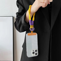 Tali Pergelangan Tangan Pendek Universal dengan Patch Tab, Tali Tangan Warna-warni dari Nilon Tenun, Tali Gantungan Casing Ponsel untuk iPhone 18 17