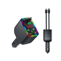 Schnellladegerät für Handy, Auto-Ladegerät, MP3-Player, unterstützt TF/USB-Karte, Typ-C/USB, RGB-Licht, tragbarer kabelloser BT-FM-Transmitter