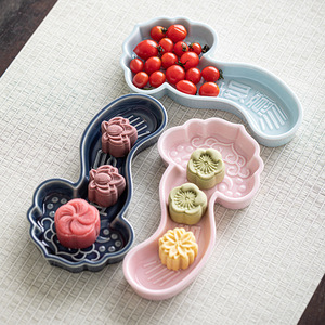Ruyi <b>Ceramic</b> Dessert <b>Plate</b> Irregular Shape Porcelain Chinese Zen Tea Ceremony Fruit Platter Sweet Dish Tea Set Accessory - Product Image 4
