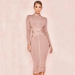 2024 Bodycon Dài Tay Áo Phụ Nữ Sexy Bandage Dress Vestidos De Mujer Giản Dị Baratos Buổi Tối Đảng Prom Trang Phục Chính Thức Dịp