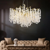Lustre suspendu contemporain en métal doré et cristal LED personnalisé, garantie 3 ans, angle de faisceau 360°, pour hôtel, chambre et salon
