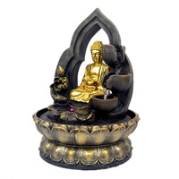 Statue de bouddha Fengshui en résine, décoration de Table, fontaine d'eau d'intérieur, avec lumière LED