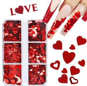 <span class=keywords><strong>2023</strong></span> <span class=keywords><strong>saint</strong></span> <span class=keywords><strong>valentin</strong></span> 6 grilles mixte Nail Art paillettes brillant rouge amour coeur conception <span class=keywords><strong>ongles</strong></span> accessoires paillettes - Product Image 5