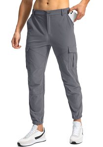 Pantalons de sport pour hommes, taille élastique, séchage rapide, légers, pantalons de sport, pantalons de survêtement d'extérieur avec poches zippées - Product Image 4