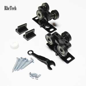 Rodillos negros de acero personalizables RHETECH, kits de sistema de Hardware <span class=keywords><strong>para</strong></span> <span class=keywords><strong>puerta</strong></span> de bolsillo deslizante, accesorios <span class=keywords><strong>para</strong></span> sala de estar y cocina al aire libre - Product Image 5