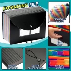Precios bajos, 26 bolsillos, carpetas de archivos con pestañas de colores, organizador de archivos de acordeón, carpeta de archivos de expansión de mayor capacidad - Product Image 3