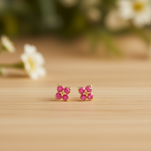 E4288 Orecchini a perno con fiore da 3 mm in lega oro rosa, gioielli da donna, regalo carino - Product Image 2