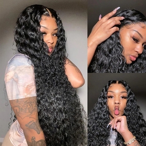 Vente en gros Perruques cheveux humains vierges Remy water wave avec lace frontal couleur naturelle - Product Image 3