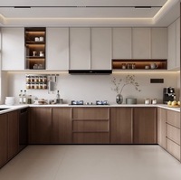 Conception Gratuite Tout-en-un Personnalisation Complète de la Maison Designs de Cuisine Modernes Modulaires en Placage de Bois Massif