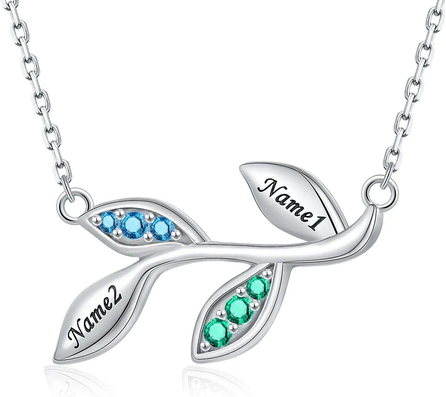 925-Sterling-Silver Personalized Name Necklace for Women - Custom Birthstones Necklaces