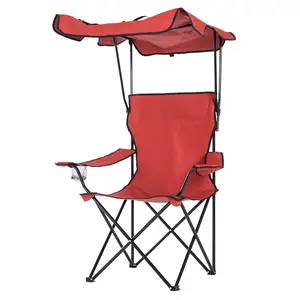 Camping Sun lounger canopy พับถ้วยผู้ถือผ้าใบพับกลางแจ้งเก้าอี้ร่ม