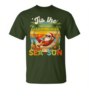 T-shirt Tis The Sea Sun Christmas In July Hawaii Santa Beach - Product Image 2