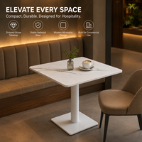 Table à manger, surface en pierre frittée avec piétement doré, mobilier de restaurant, café et bistrot pour salle à manger et bar
