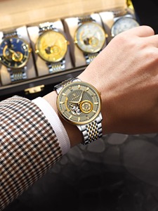 Nouvelle montre mécanique automatique pour homme, tourbillon, haut de gamme, lumineuse, affaires, boîtier en acier inoxydable, bracelet en acrylique - Product Image 2