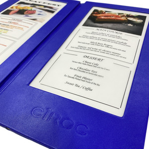 Porte-menu LED en cuir bleu, prix usine, 2 pages, éclairage LED, personnalisable, pour bar et club - Product Image 3