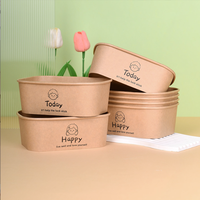 Boîtes à bento carrées en papier kraft durci épaissi écologique personnalisé emballage jetable pour fruits restauration rapide classique