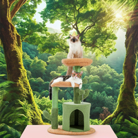 Arbre à chat écologique en forme de cactus, grande taille, construction en bois avec rampe à gratter en sisal, jouet pour chaton d'intérieur, griffoir pour chat