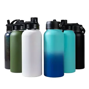 Bpa ฟรีกระติกน้ําสูญญากาศสําหรับเด็ก 12oz 18oz 32oz ฉนวน 304 ผนังคู่ขวดน้ําสแตนเลสพร้อมฝาปิดฟาง