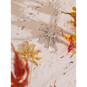 JINYOU 5475 Nuova <span class=keywords><strong>Collana</strong></span> con Ciondolo <span class=keywords><strong>Sole</strong></span> in Metallo, Placcata in <span class=keywords><strong>Oro</strong></span> 18k, in Acciaio Inossidabile per Donna - Product Image 5