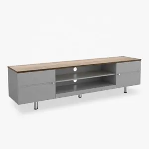 Modern Luxury Tv Cabinet OEM Living Room Furniture Quality Gray Tv Stand Fashion Wood With 6 Storage Compartments