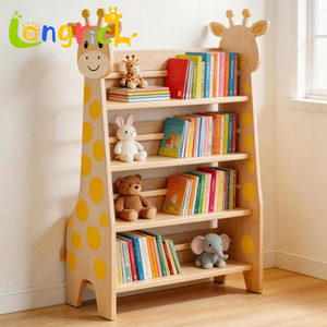 Estantería Montessori con Forma de Jirafa, con Estantes Escalonados y Diseño de Madera Natural, Librería Infantil Unisex para el Hogar y la Guardería - Product Image 2