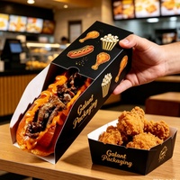 Boîte d'emballage en papier pour corn-dogs personnalisée, biodégradable, coulissante, pour sandwichs, petit-déjeuner, déjeuner, boutique