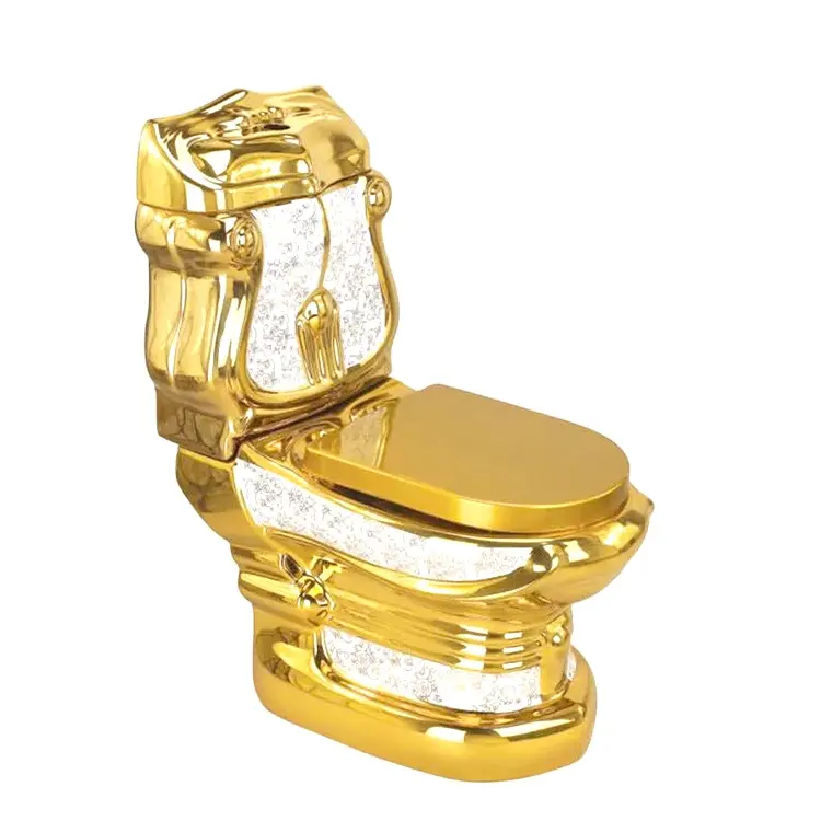 로얄 스타일 럭셔리 황금 도금 두 조각 화장실 욕실 받침대 분지 세트