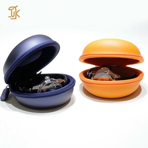 Round Leatherette Watch <b>Case</b> with Zipper Protective Inner Faux Leather Storage Box for Single Watch Travel Use - Product Image 6