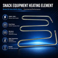 Élément chauffant pour gaufrier 25 trous, 220V 900W, chauffage tubulaire SS201 6,6mm pour équipement de restauration commerciale